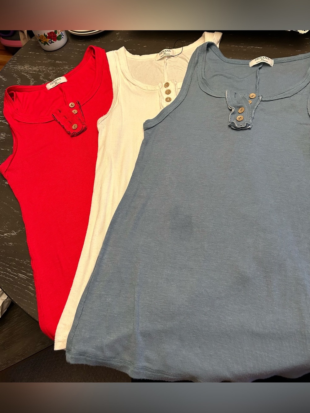 3 Zenana size XL tanks. Very soft & very stretchy. Nice long fit.